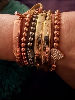 Rose Gold, silver and Gold tone Mixed Bracelets